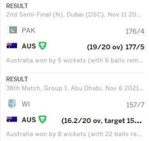 NZ vs AUS Team Form in Last Five Matches